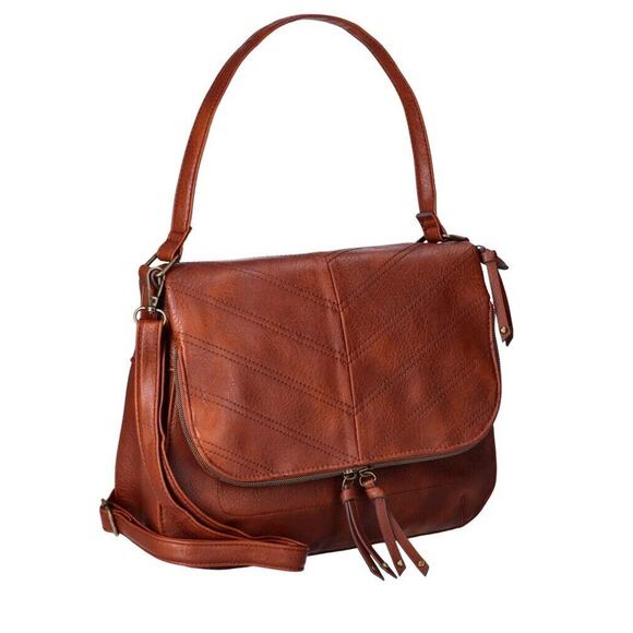T Shirt & Jeans Women’s Shoulder Bag Purse, Addison Shoulder Bag Cognac $60 - Picture 1 of 4